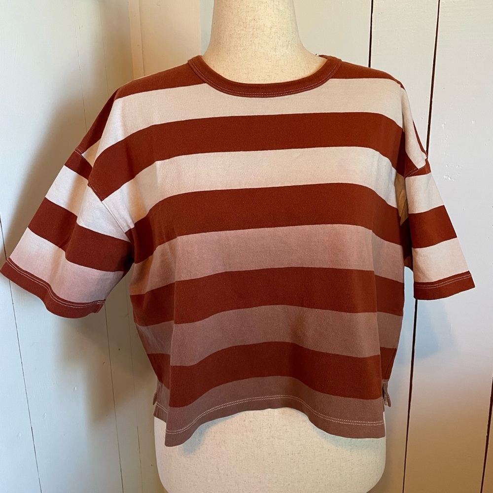 MADWWELL cropped ombré striped top